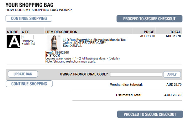 Aeropostale checkout