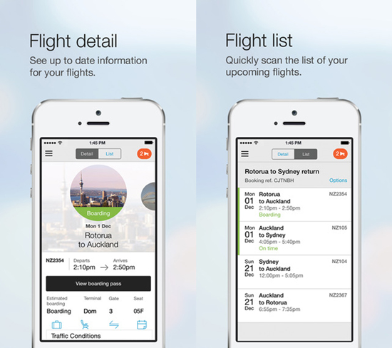 Air New Zealand mobile app