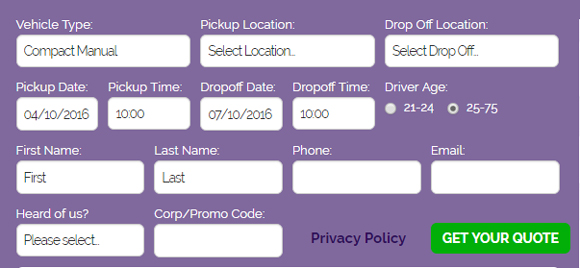 Alpha Car Hire booking