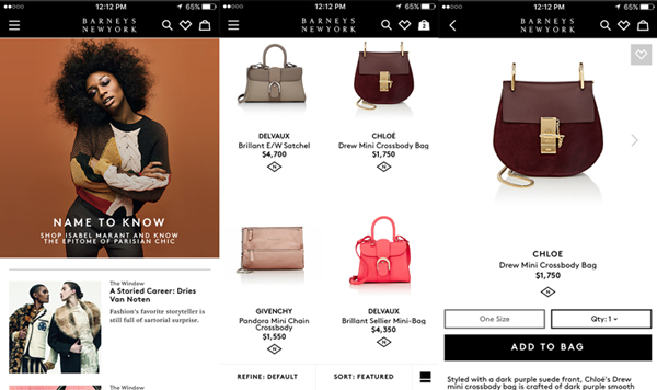 Barneys New York mobile app