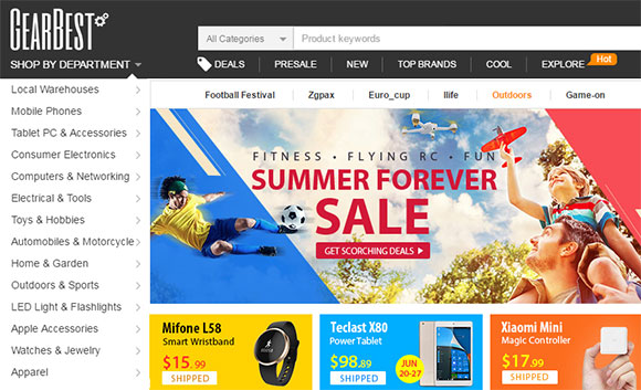 GearBest Homepage Printscreen