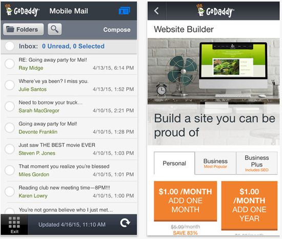 GoDaddy mobile app