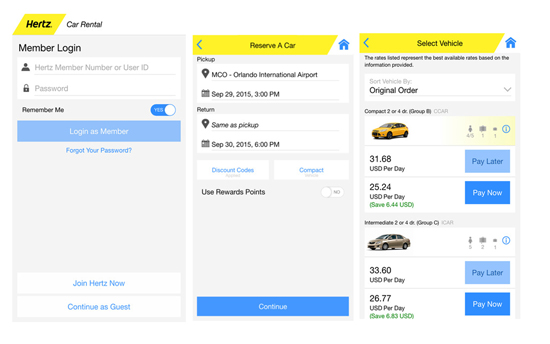 Hertz mobile app