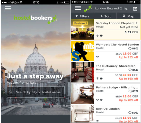 Hostelbookers mobile app