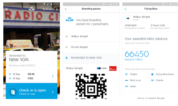 KLM mobile app