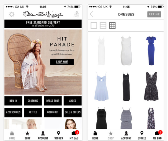 Miss Selfridge mobile app