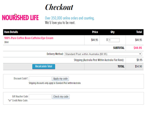 Nourished Life checkout