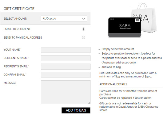 Saba GiftCard