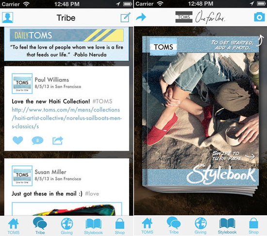 TOMS mobile app