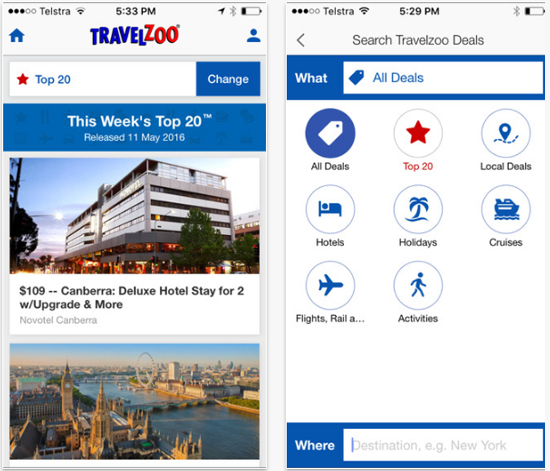 Travelzoo mobile app